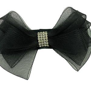 Vintage Women Fascinator Bow Hair Comb SONNI San Francisco Rhinestone Black Clip